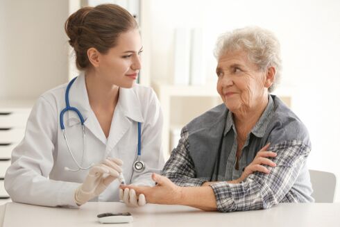 Diabetes doctor and patient